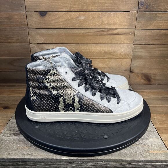 P448 Women Size 35 US 5 Skate Mid Snake Print Zip Lace Up Sneaker Casual Shoes - Picture 1 of 10